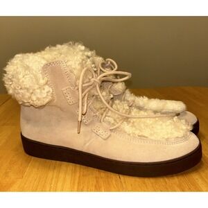 Vionic Splendid Oak Weather Resistant Faux Shearling Lace-up Sand‎ Beige Warm 11